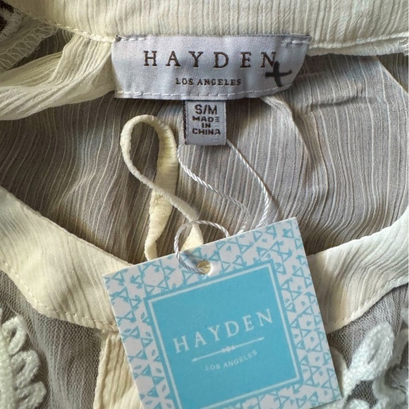 Hayden Ivory Lace Sheer Trim Blouse Top - Picture 3 of 4